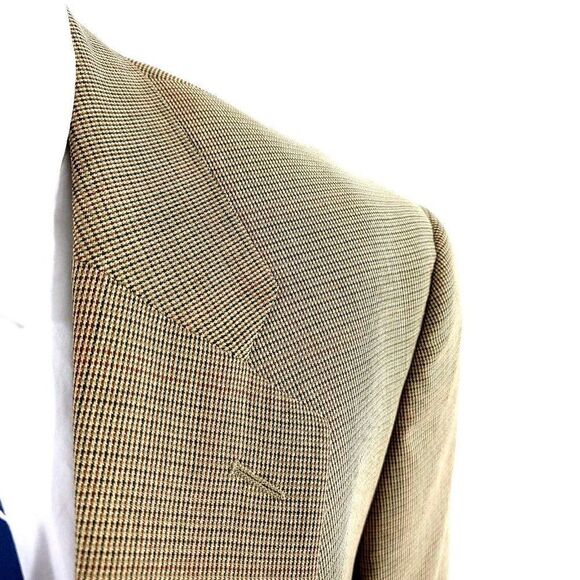 Brooks Brothers 346 Silk Wool 2 Button Sport Coat 42S Brown Tan Check Blazer - Picture 2 of 14